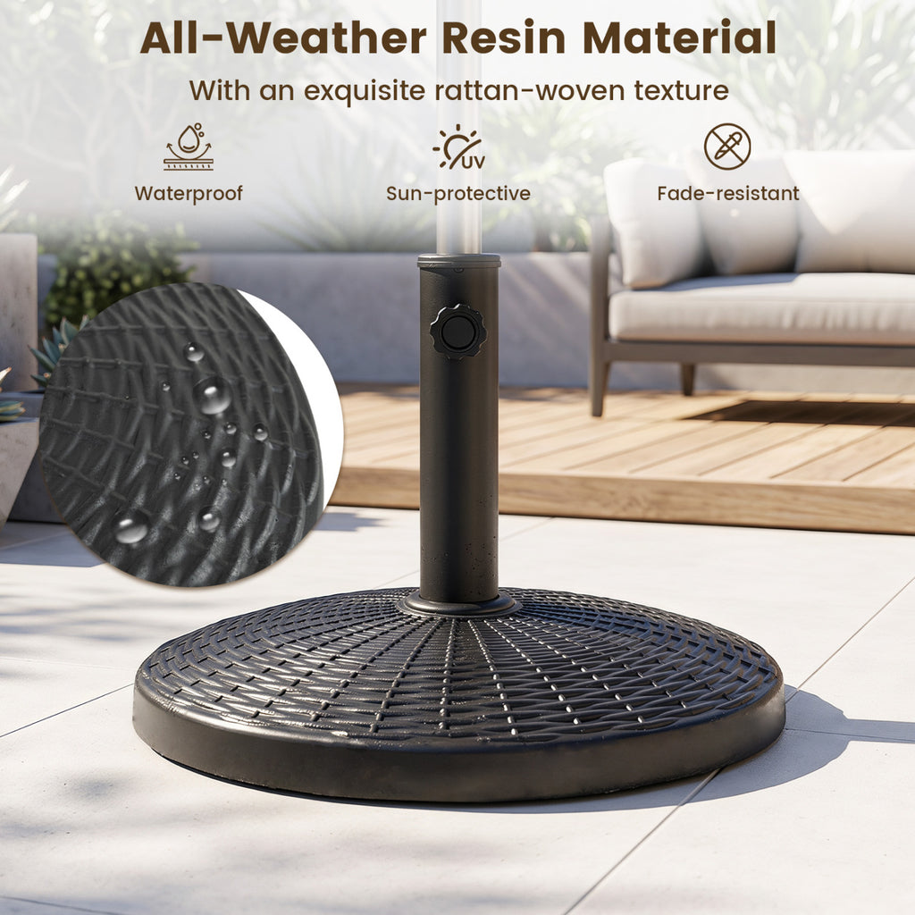 22 lbs Patio Resin Outdoor Umbrella Base with Wicker Style for Outdoor Use-Black