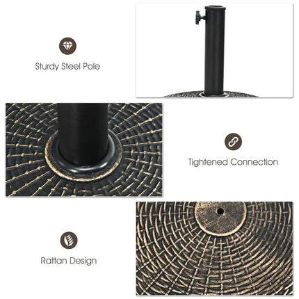 22Lbs Patio Resin Umbrella Base with Wicker Style for Outdoor Use - Bronze - Outdoor Umbrella Bases