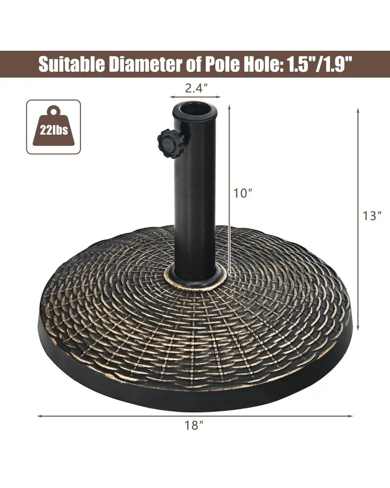 22Lbs Patio Resin Umbrella Base with Wicker Style for Outdoor Use - Bronze - Outdoor Umbrella Bases