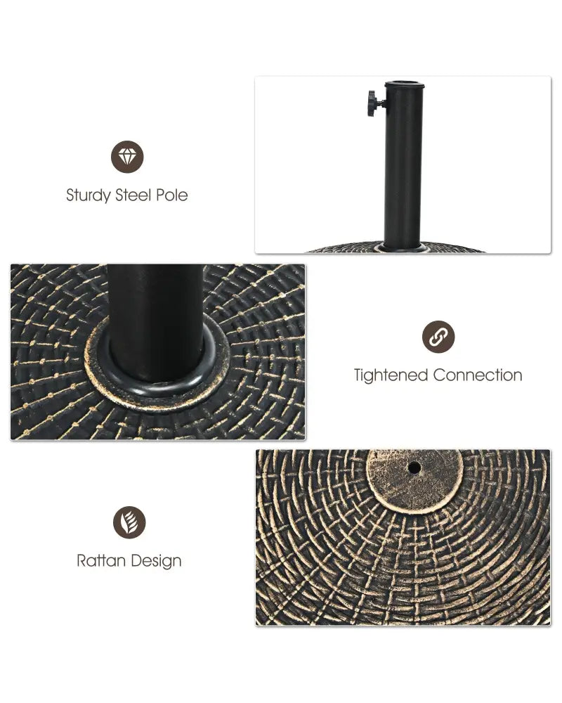 22Lbs Patio Resin Umbrella Base with Wicker Style for Outdoor Use - Bronze - Outdoor Umbrella Bases