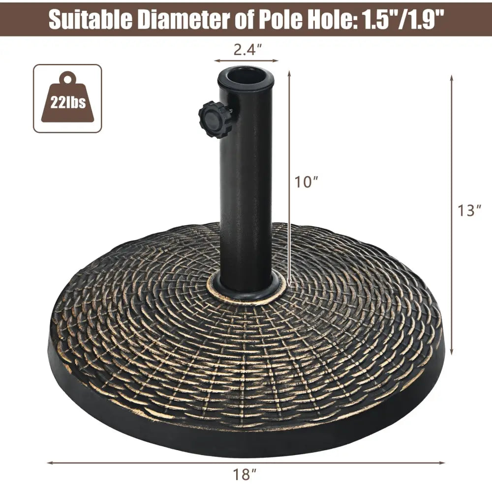 22Lbs Patio Resin Umbrella Base with Wicker Style for Outdoor Use - Bronze - Outdoor Umbrella Bases