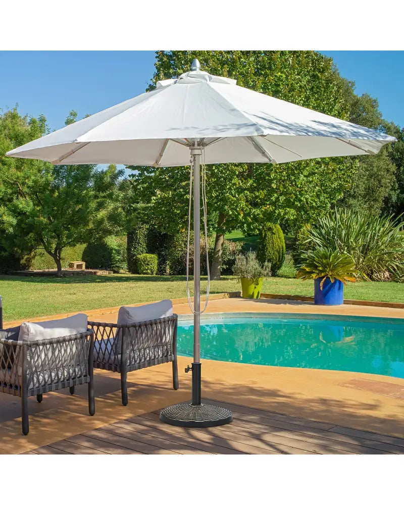 22Lbs Patio Resin Umbrella Base with Wicker Style for Outdoor Use - Bronze - Outdoor Umbrella Bases