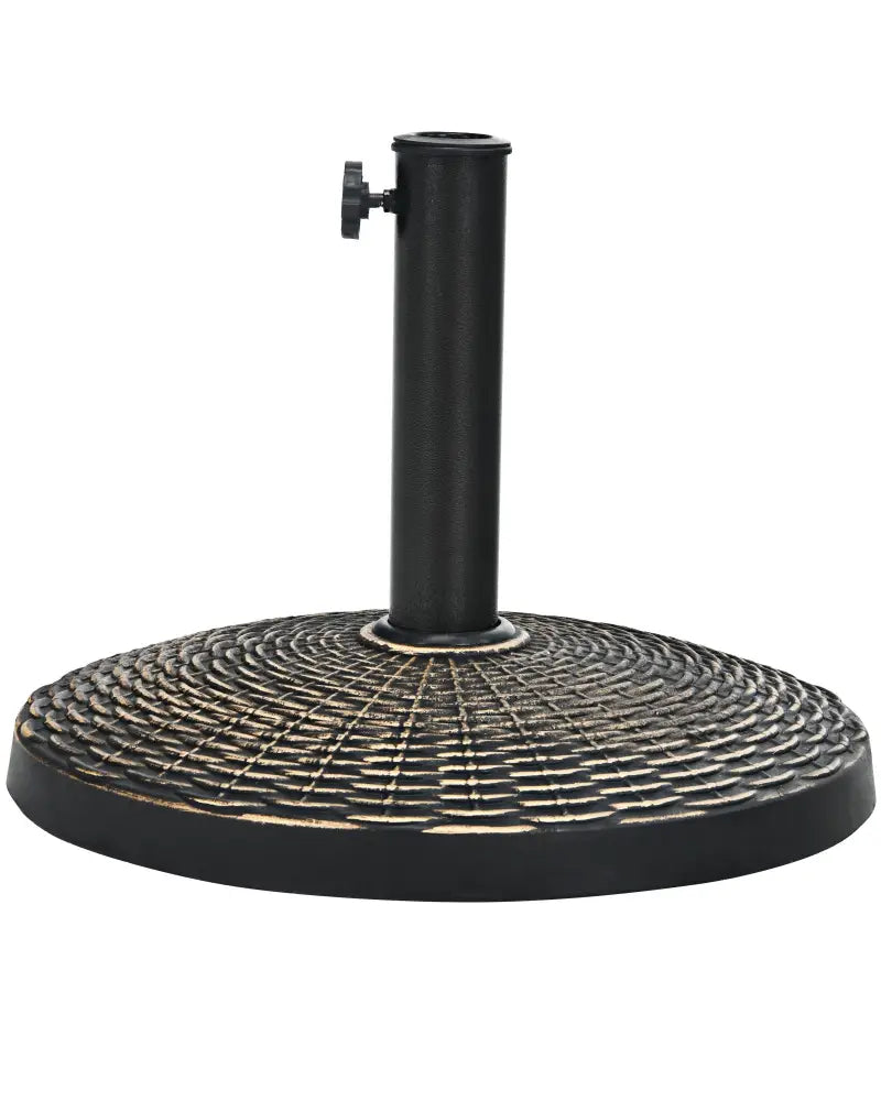 22Lbs Patio Resin Umbrella Base with Wicker Style for Outdoor Use - Bronze - Outdoor Umbrella Bases