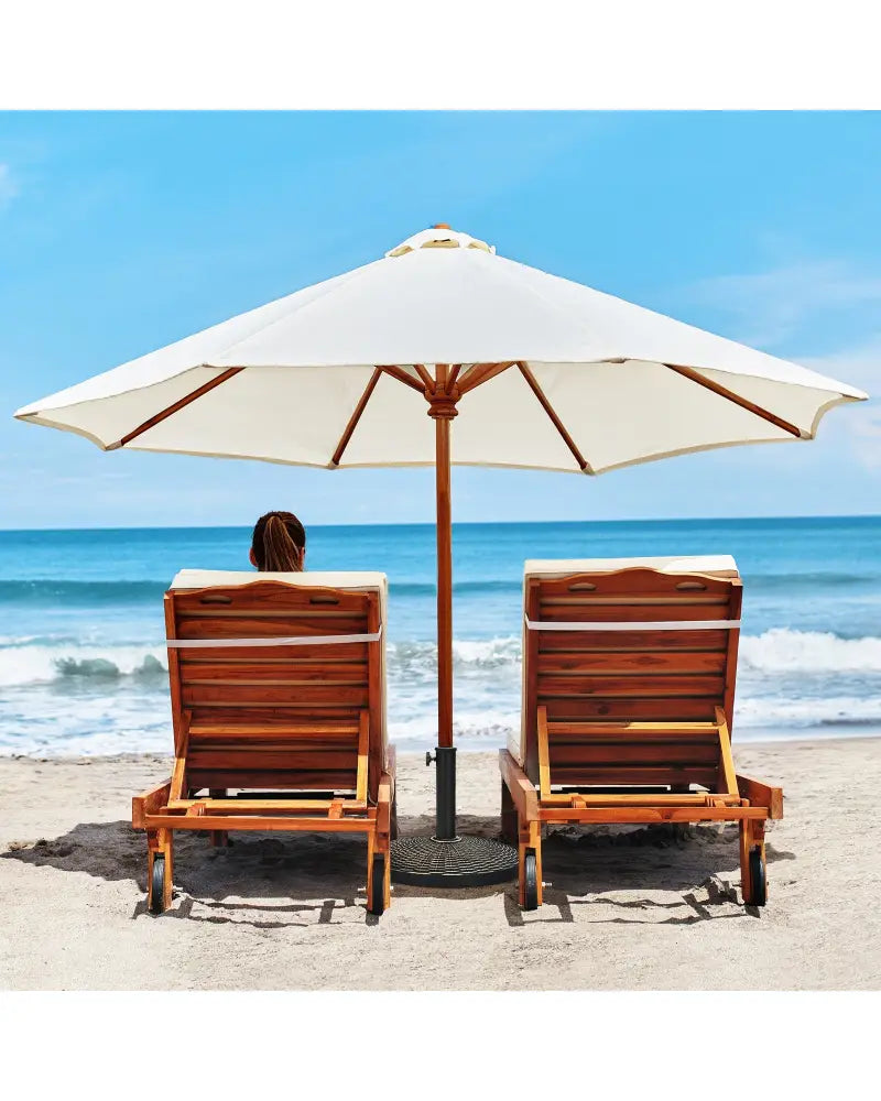 22Lbs Patio Resin Umbrella Base with Wicker Style for Outdoor Use - Bronze - Outdoor Umbrella Bases
