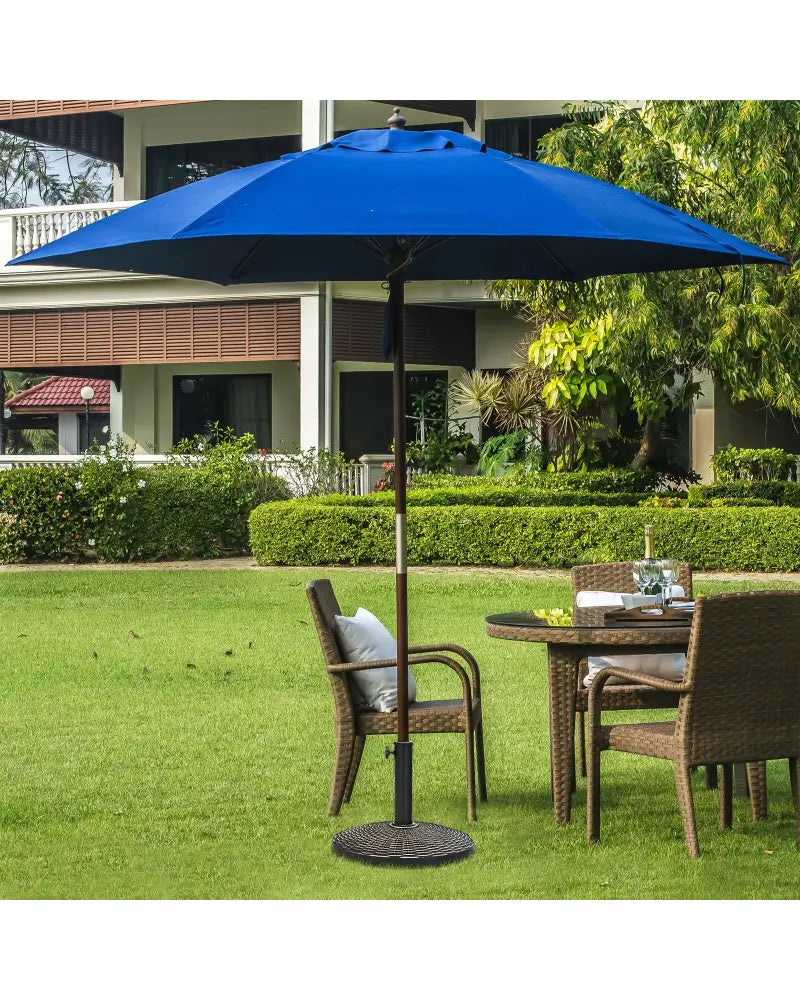 22Lbs Patio Resin Umbrella Base with Wicker Style for Outdoor Use - Bronze - Outdoor Umbrella Bases