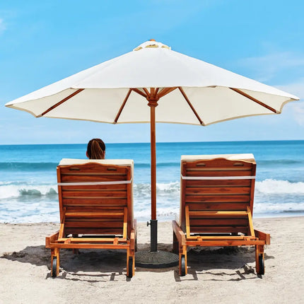 22Lbs Patio Resin Umbrella Base with Wicker Style for Outdoor Use - Bronze - Outdoor Umbrella Bases