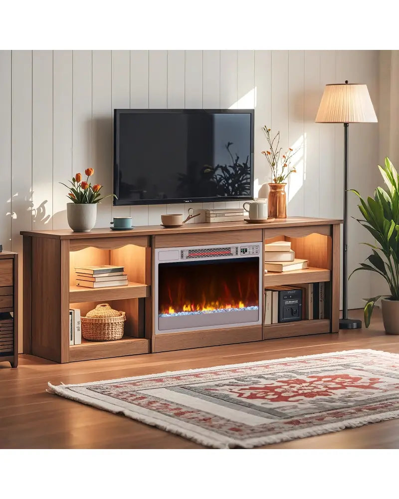 23 Inch 1500W Recessed Electric Fireplace Insert with Remote Control-Silver - Silver - Fireplaces