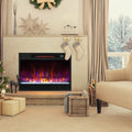 23 Inch 1500W Recessed Electric Fireplace Insert with Remote Control-Black - Black - Fireplaces