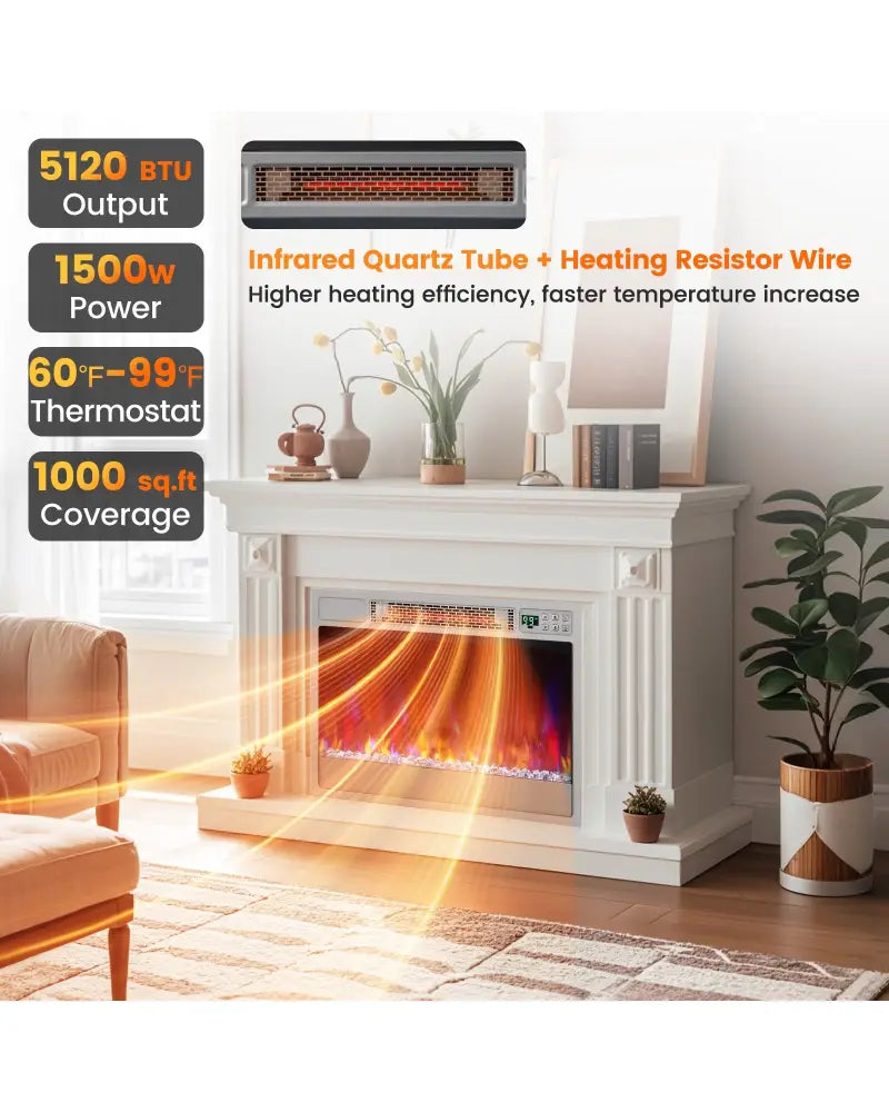 23 Inch 1500W Recessed Electric Fireplace Insert with Remote Control-Silver - Silver - Fireplaces