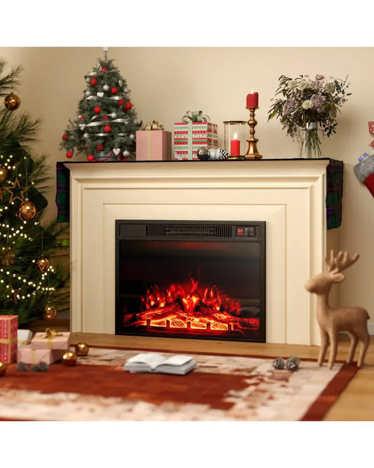 23 Inch Electric Fireplace Insert Fireplace Heater with Adjustable Flame Color - Black - Fireplaces