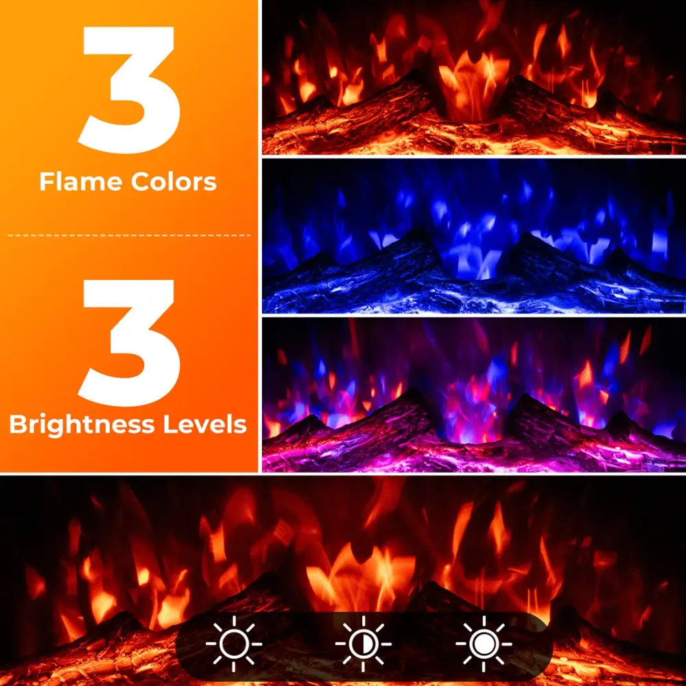 23 Inch Electric Fireplace Insert Fireplace Heater with Adjustable Flame Color - Black - Fireplaces