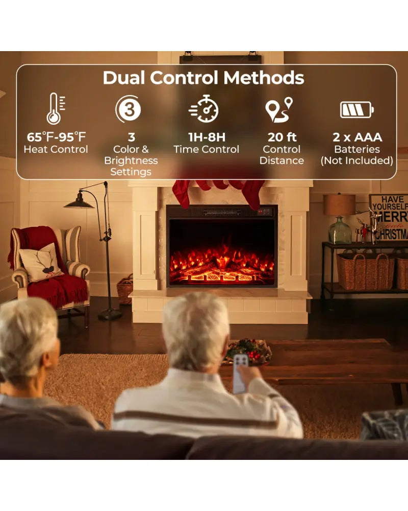 23 Inch Electric Fireplace Insert Fireplace Heater with Adjustable Flame Color - Black - Fireplaces