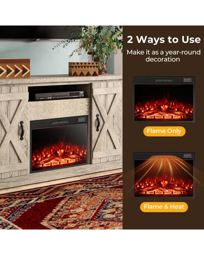23 Inch Electric Fireplace Insert Fireplace Heater with Adjustable Flame Color - Black - Fireplaces