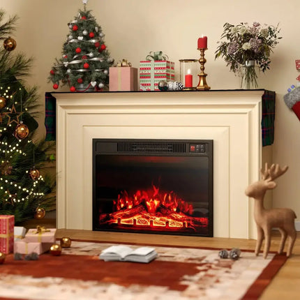 23 Inch Electric Fireplace Insert Fireplace Heater with Adjustable Flame Color Costway