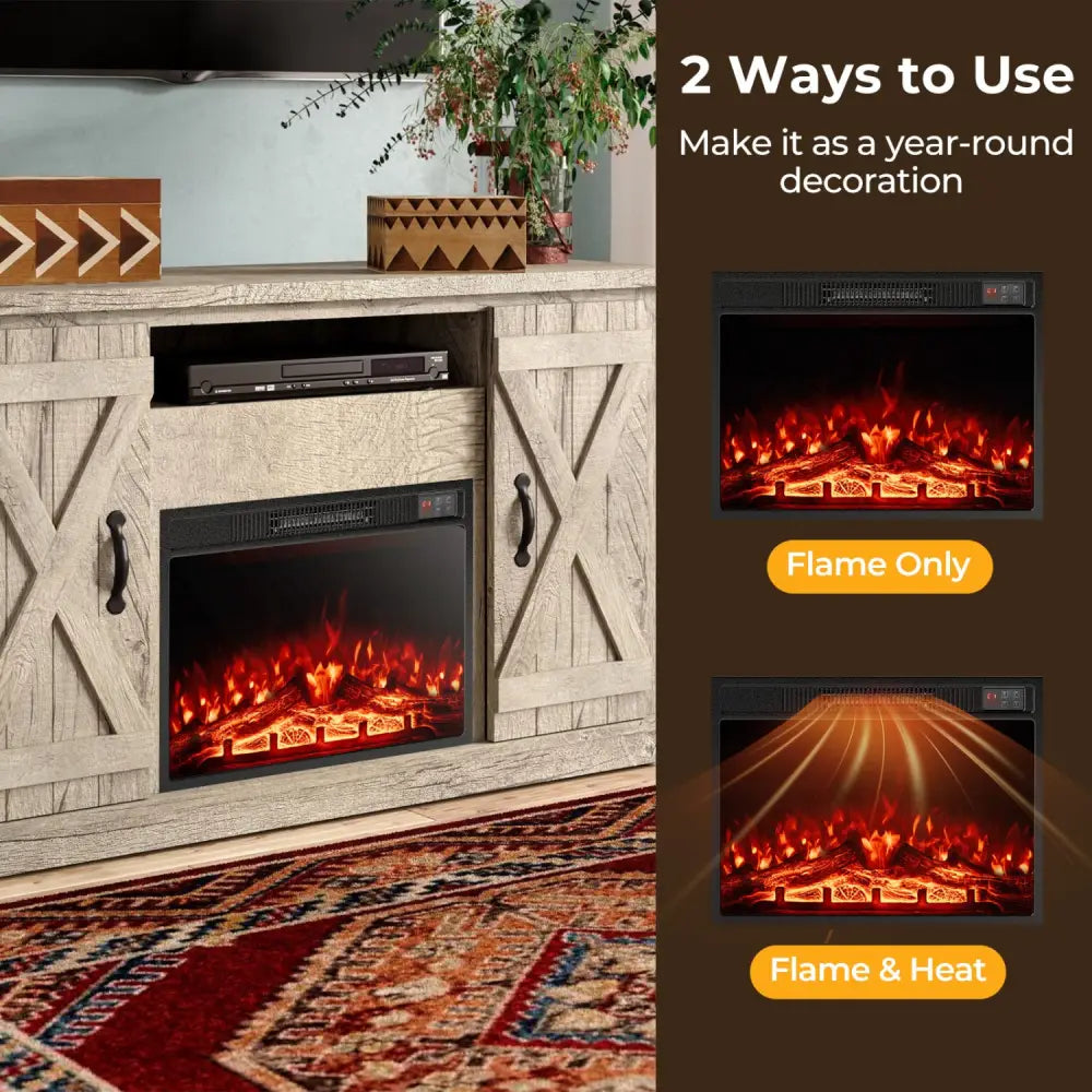 23 Inch Electric Fireplace Insert Fireplace Heater with Adjustable Flame Color - Black - Fireplaces