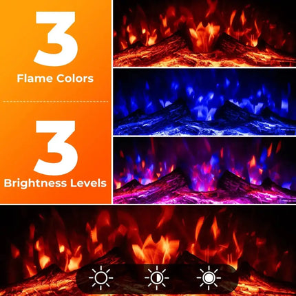 23 Inch Electric Fireplace Insert Fireplace Heater with Adjustable Flame Color Costway