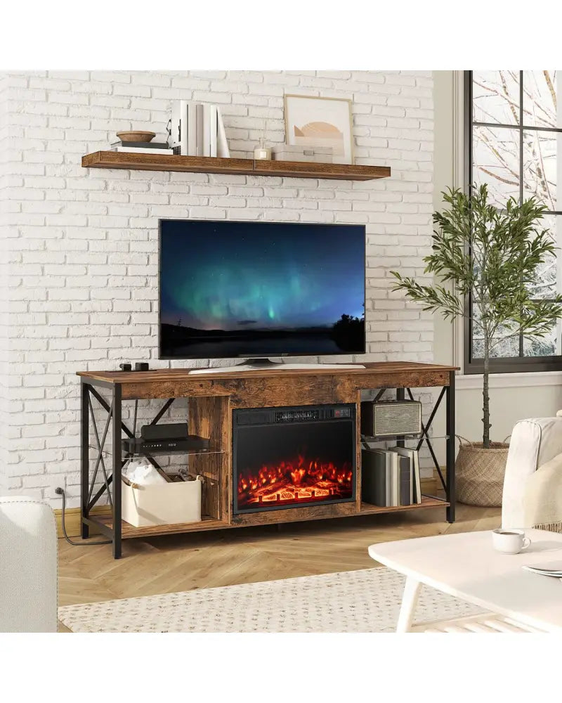 23 Inch Electric Fireplace Insert Fireplace Heater with Adjustable Flame Color - Black - Fireplaces