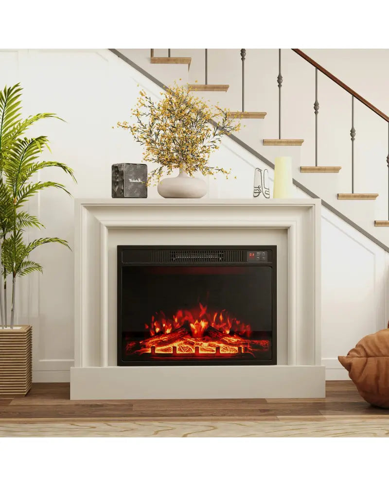 23 Inch Electric Fireplace Insert Fireplace Heater with Adjustable Flame Color - Black - Fireplaces