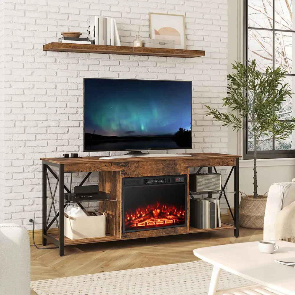 23 Inch Electric Fireplace Insert Fireplace Heater with Adjustable Flame Color - Black - Fireplaces