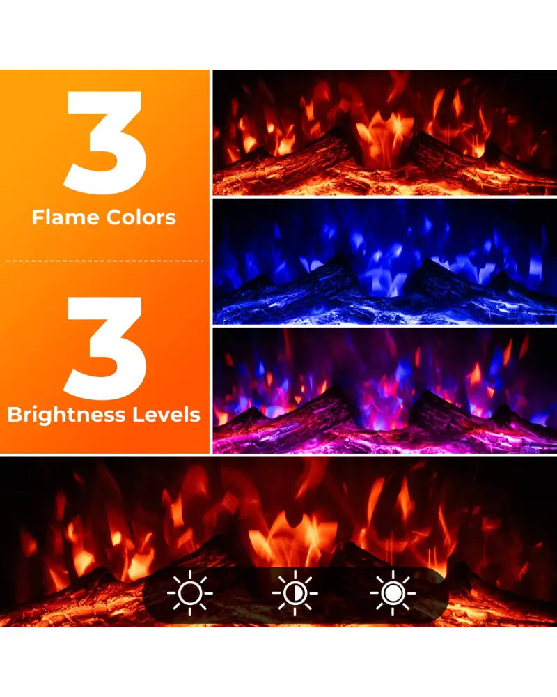23 Inch Electric Fireplace Insert Fireplace Heater with Adjustable Flame Color - Black - Fireplaces