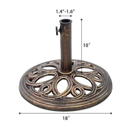 23-lbs 17 3/4 Inch Round Umbrella Base Stand - Bronze - Outdoor Umbrella Bases