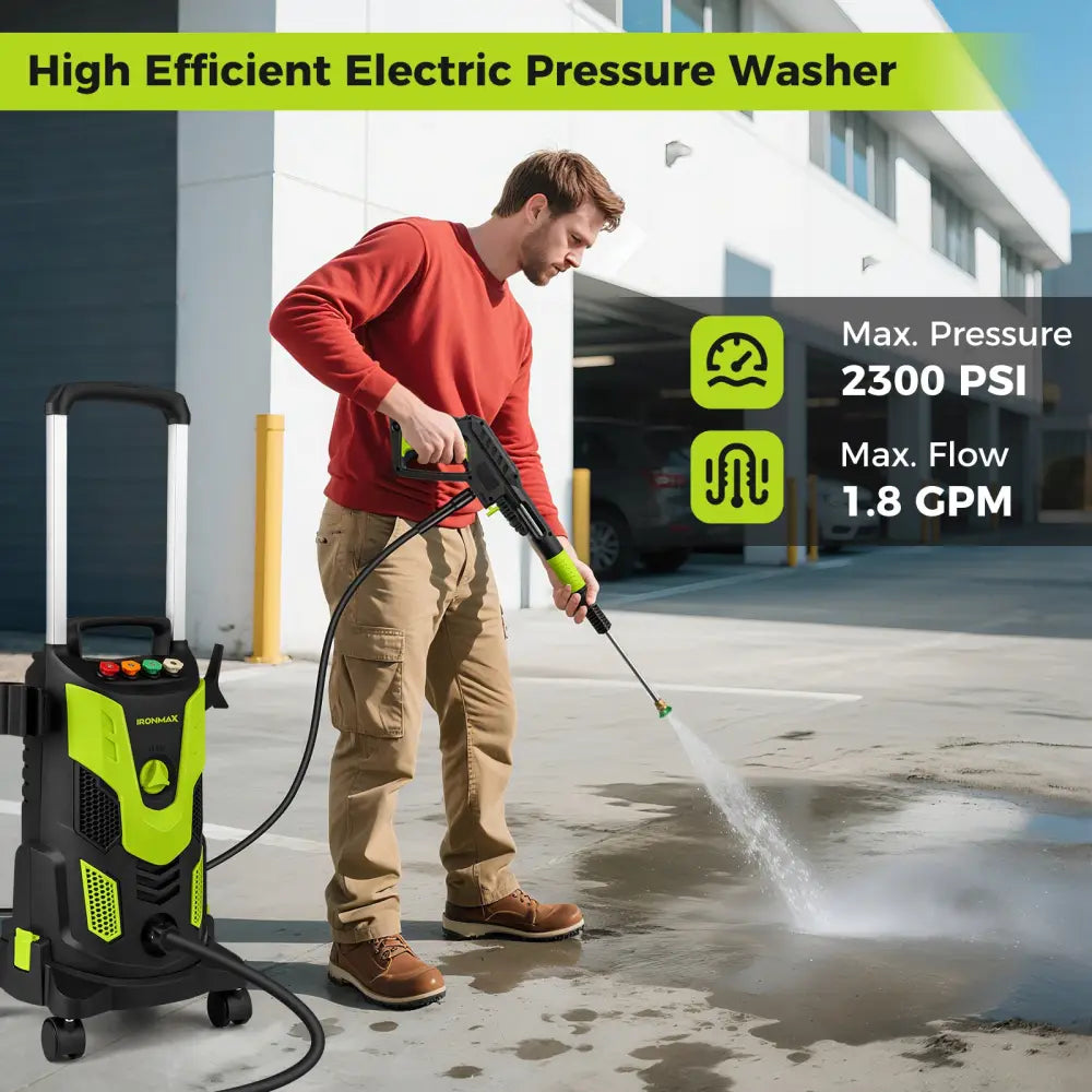 2300 PSI 1.8 GPM Electric High Pressure Power Washer-Green - Green - Pressure Washers