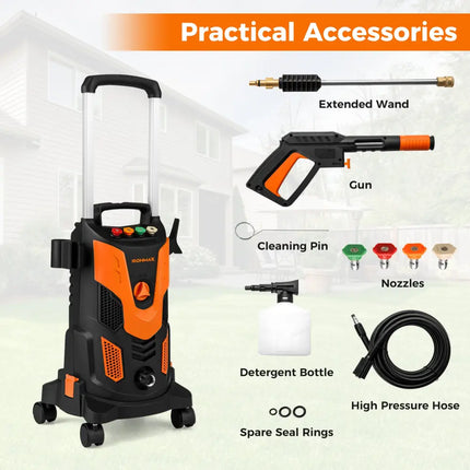 2300 PSI 1.8 GPM Electric High Pressure Power Washer-Orange - Orange - Pressure Washers