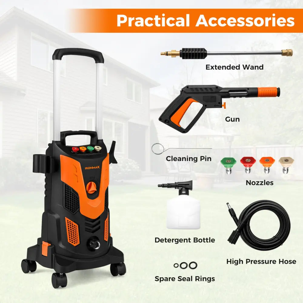 2300 PSI 1.8 GPM Electric High Pressure Power Washer-Orange - Orange - Pressure Washers
