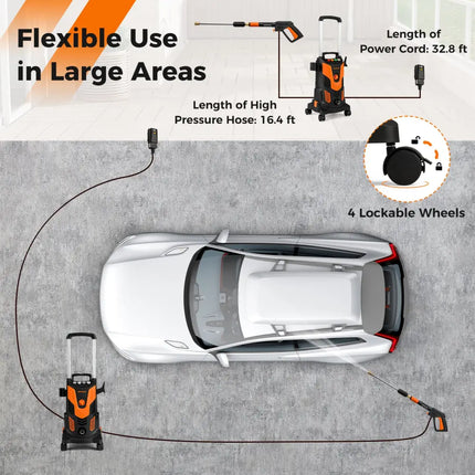 2300 PSI 1.8 GPM Electric High Pressure Power Washer-Orange - Orange - Pressure Washers