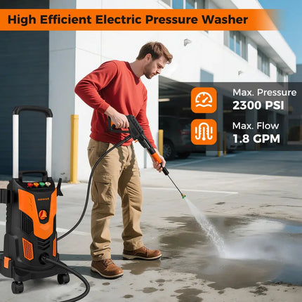 2300 PSI 1.8 GPM Electric High Pressure Power Washer-Orange - Orange - Pressure Washers