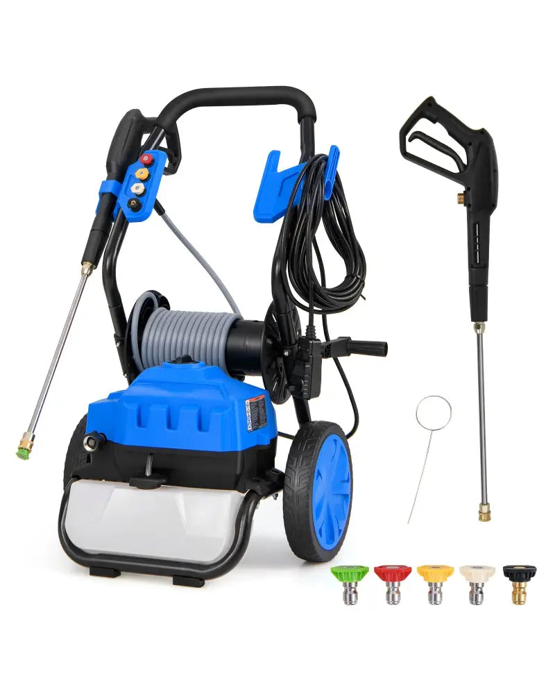 2300 PSI 1.8 GPM Electric Pressure Washer with Wheels and 5 Quick Connect Nozzles-Blue - Blue - Pressure Washers