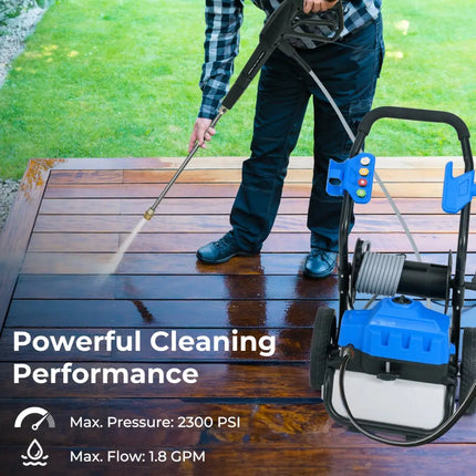 2300 PSI 1.8 GPM Electric Pressure Washer with Wheels and 5 Quick Connect Nozzles-Blue - Blue - Pressure Washers