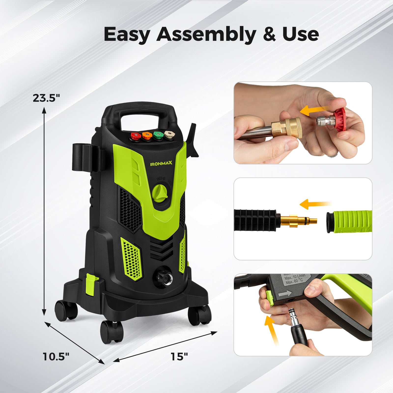 Nettoyeur haute pression électrique 2300 PSI 1.8 GPM – Vert