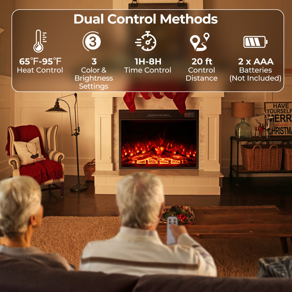 23 Inch Electric Fireplace Insert Fireplace Heater with Adjustable Flame Color