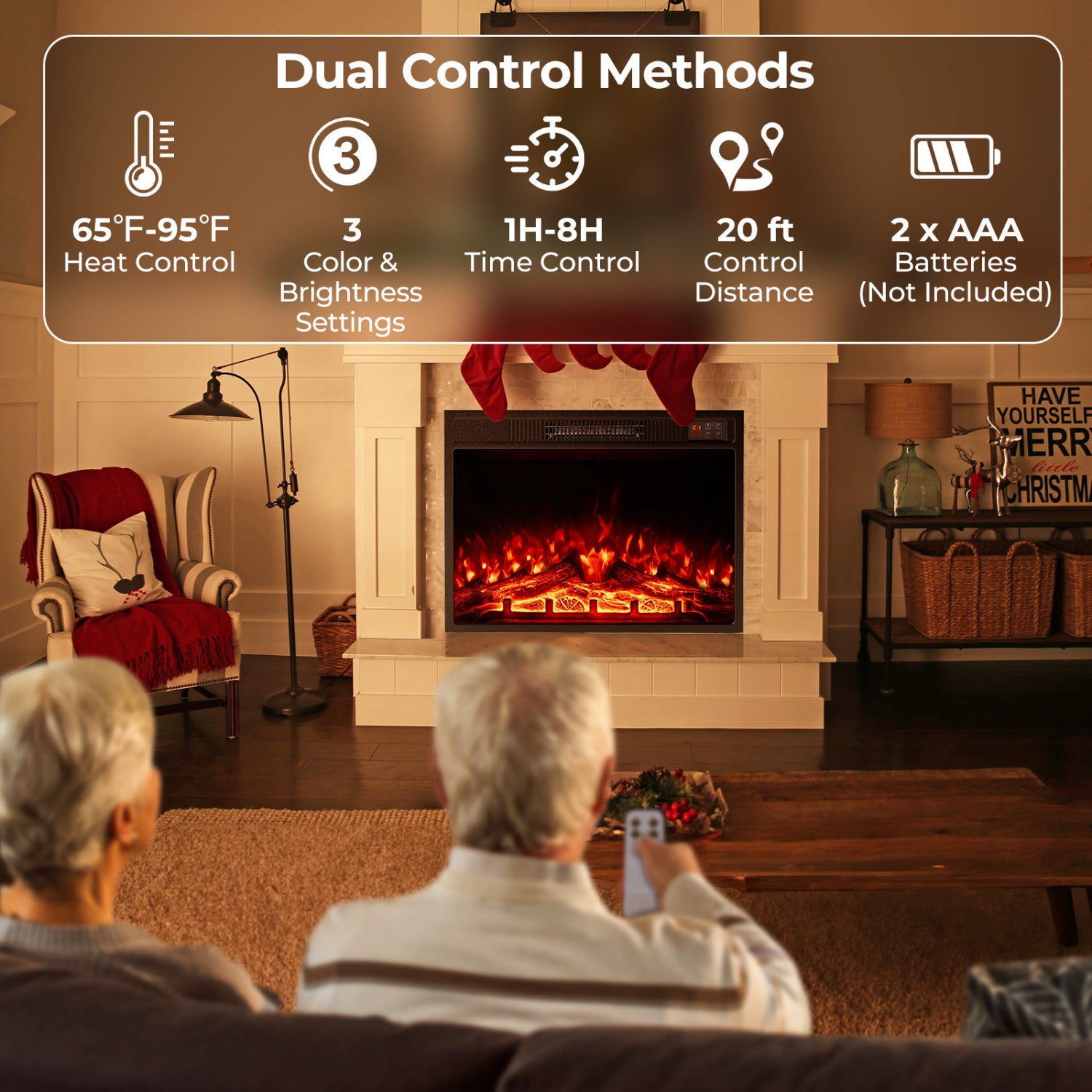 23 Inch Electric Fireplace Insert Fireplace Heater with Adjustable Flame Color