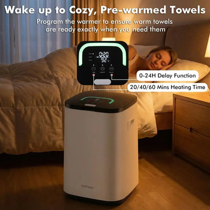 23L Large Hot Towel Heater with Rapid Heating and Adjustable Timer-White Costway