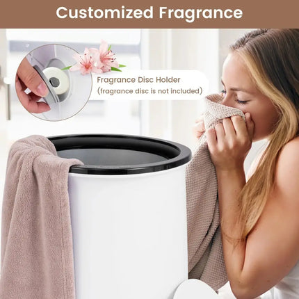 23L Large Luxury Bucket-Style Towel Warmer with Fragrant Disc Holder-Black Costway