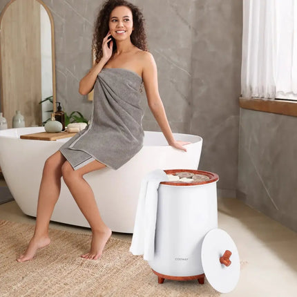 23L Large Luxury Bucket-Style Towel Warmer with Fragrant Disc Holder-Coffee Costway