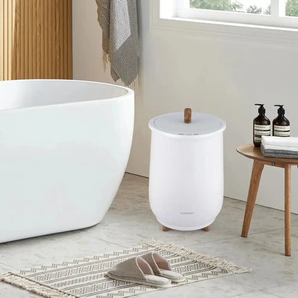 23L Large Luxury Bucket-Style Towel Warmer with Fragrant Disc Holder-White Costway