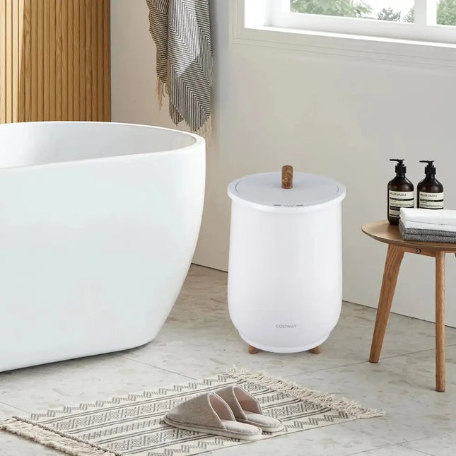 23L Large Luxury Bucket-Style Towel Warmer with Fragrant Disc Holder-White Costway