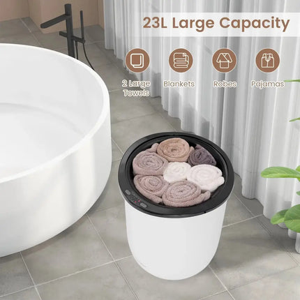 23L Large Luxury Bucket-Style Towel Warmer with Fragrant Disc Holder-Black Costway