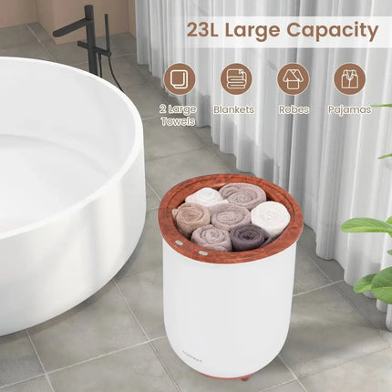 23L Large Luxury Bucket-Style Towel Warmer with Fragrant Disc Holder-Coffee Costway