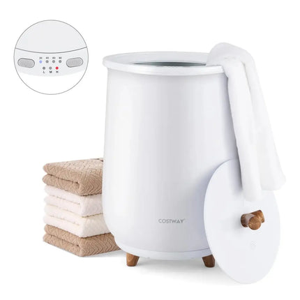 23L Large Luxury Bucket-Style Towel Warmer with Fragrant Disc Holder-White Costway