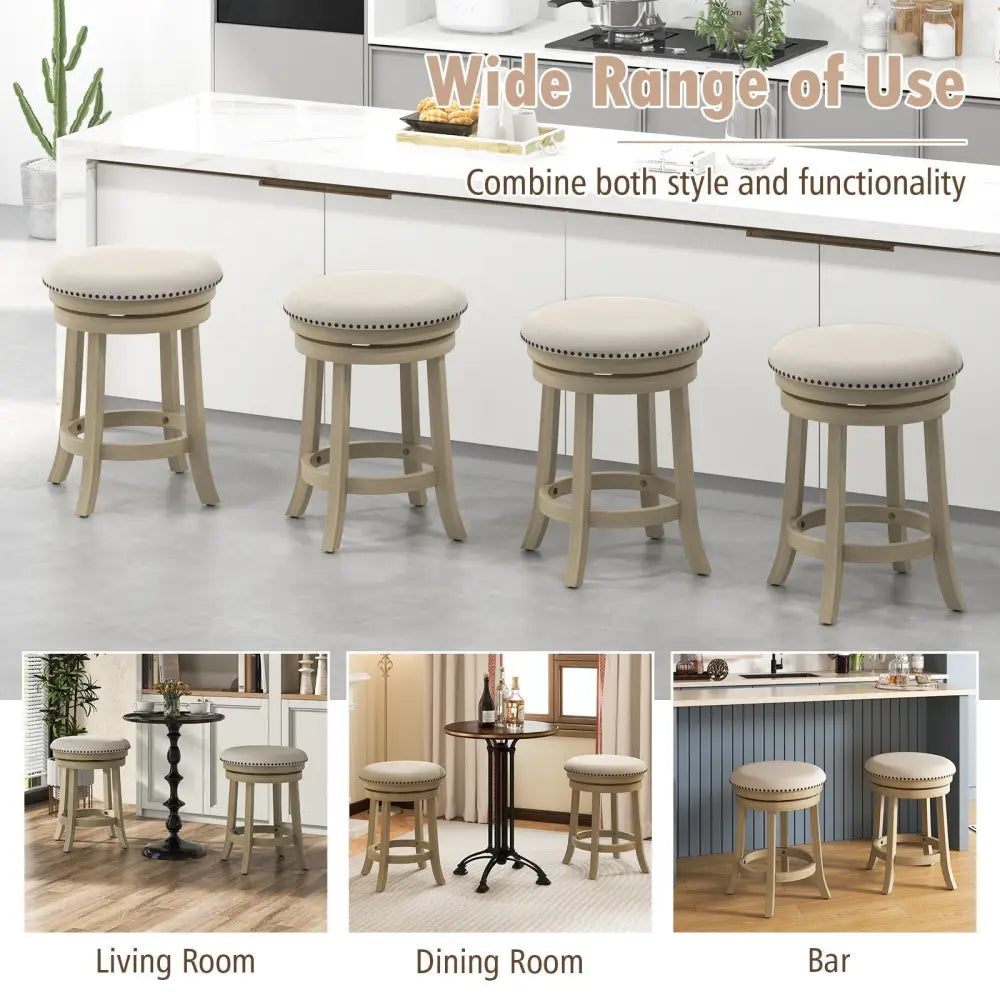 24/26 Inches Swivel Bar Stools Set of 2 wth Wooden Frame-24 inches Costway