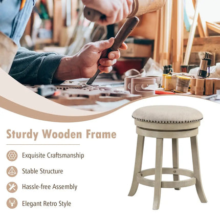 24/26 Inches Swivel Bar Stools Set of 2 wth Wooden Frame-24 inches Costway