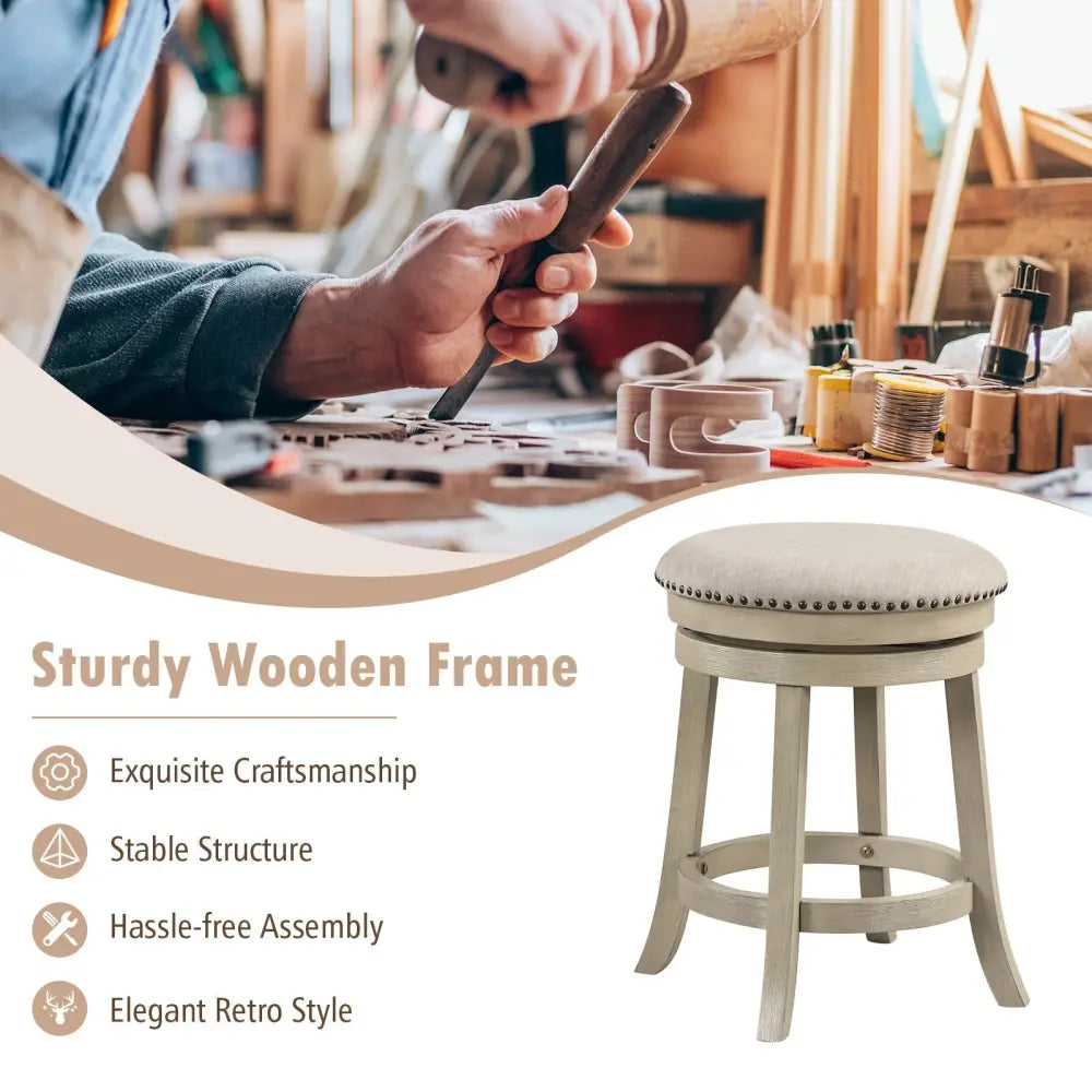 24/26 Inches Swivel Bar Stools Set of 2 wth Wooden Frame-24 inches Costway