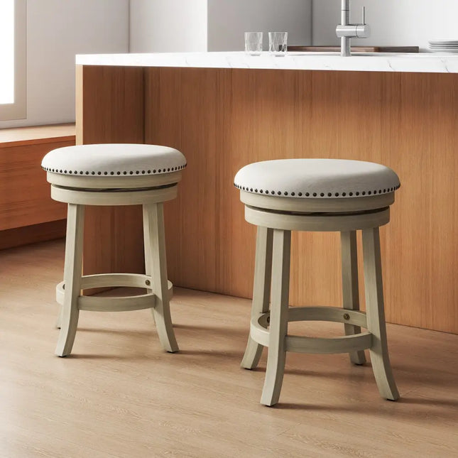 24/26 Inches Swivel Bar Stools Set of 2 wth Wooden Frame-24 inches Costway