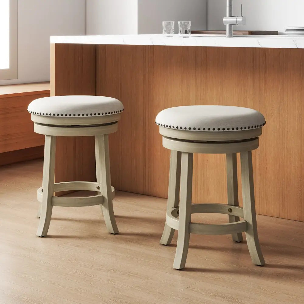 24/26 Inches Swivel Bar Stools Set of 2 wth Wooden Frame-24 inches Costway