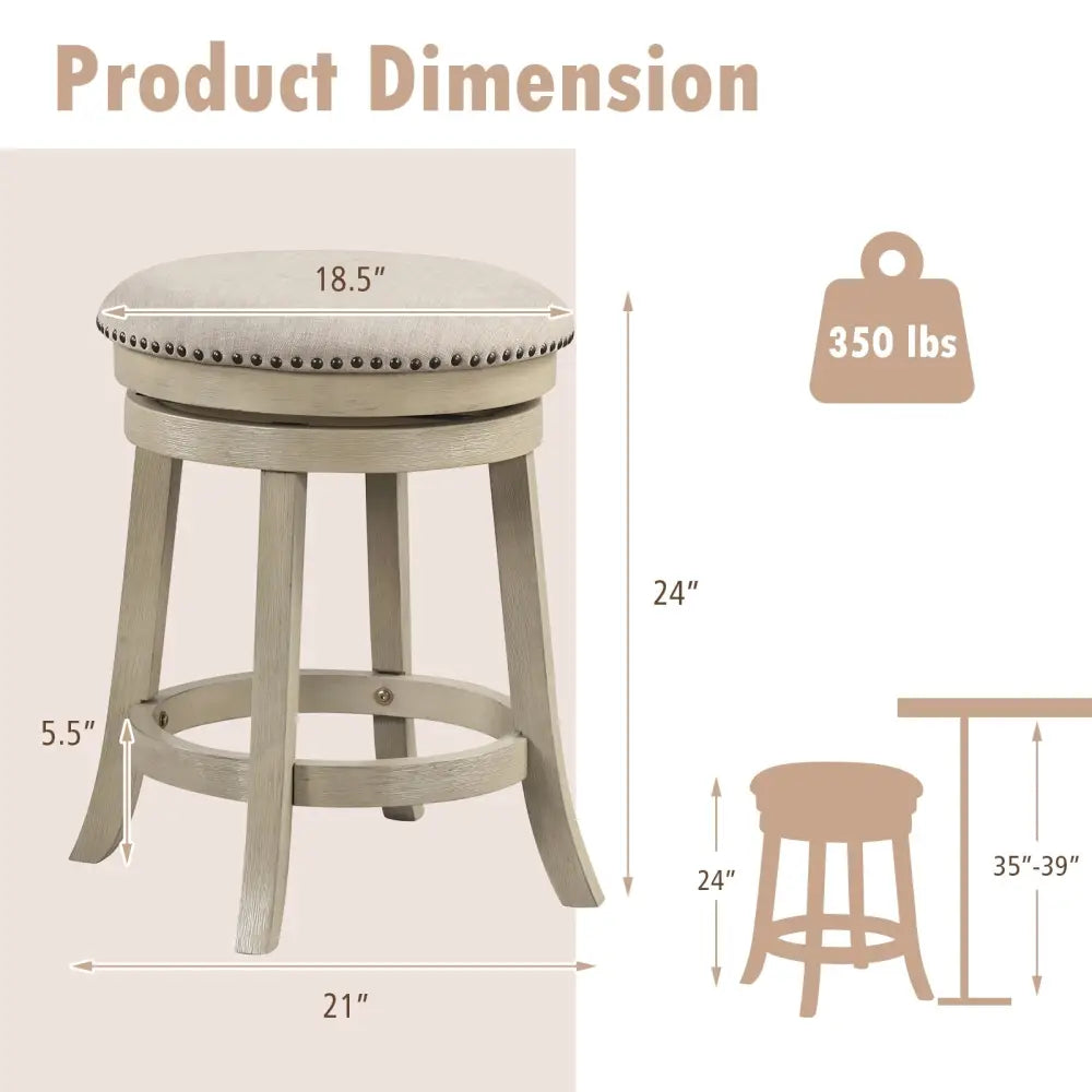 24/26 Inches Swivel Bar Stools Set of 2 wth Wooden Frame-24 inches Costway
