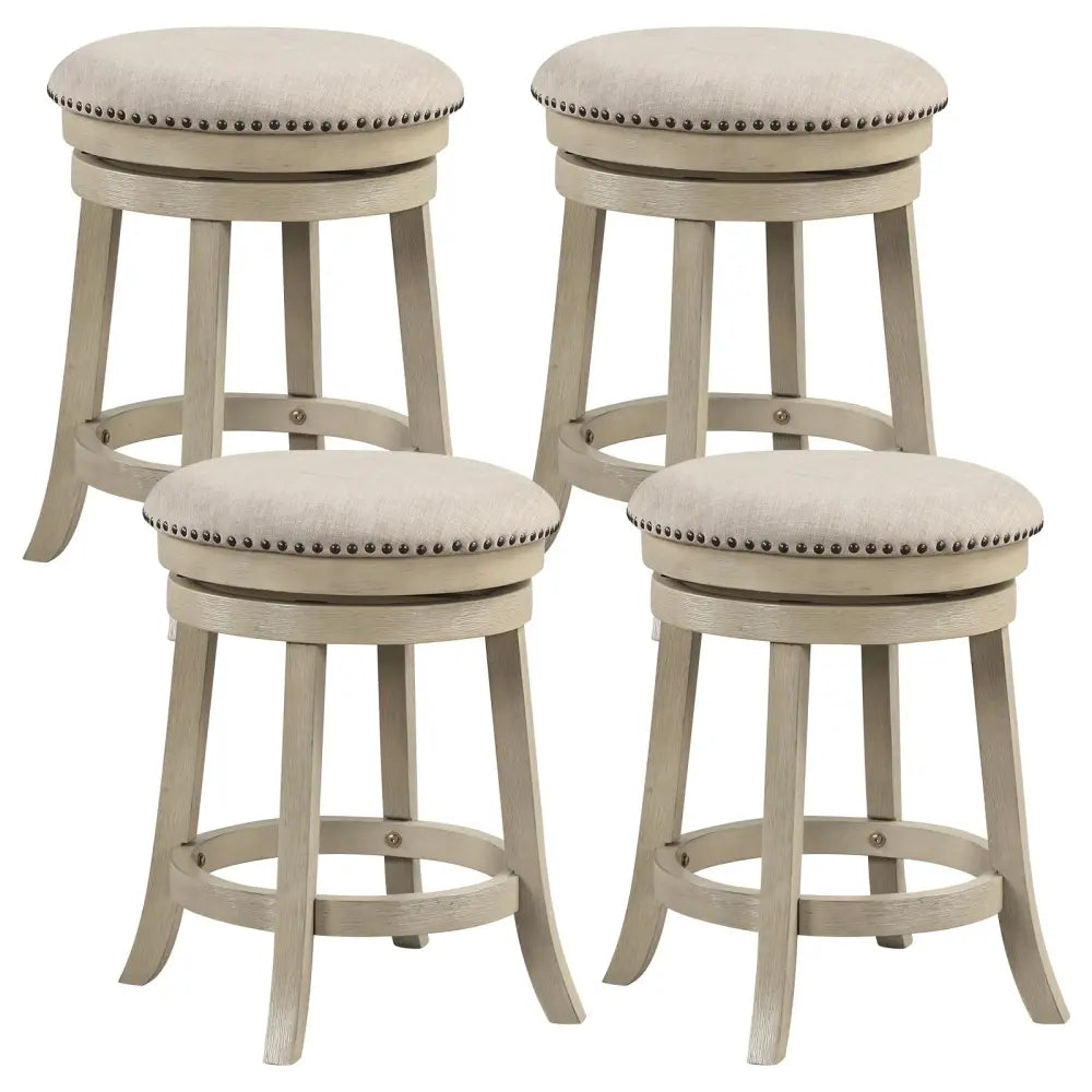 24/26 Inches Swivel Bar Stools Set of 2 wth Wooden Frame-24 inches Costway